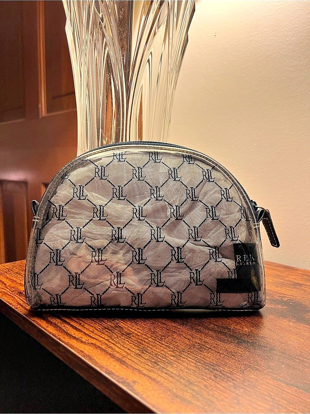 Ralph Lauren Monogram Cosmetic Bag in Brown & Black